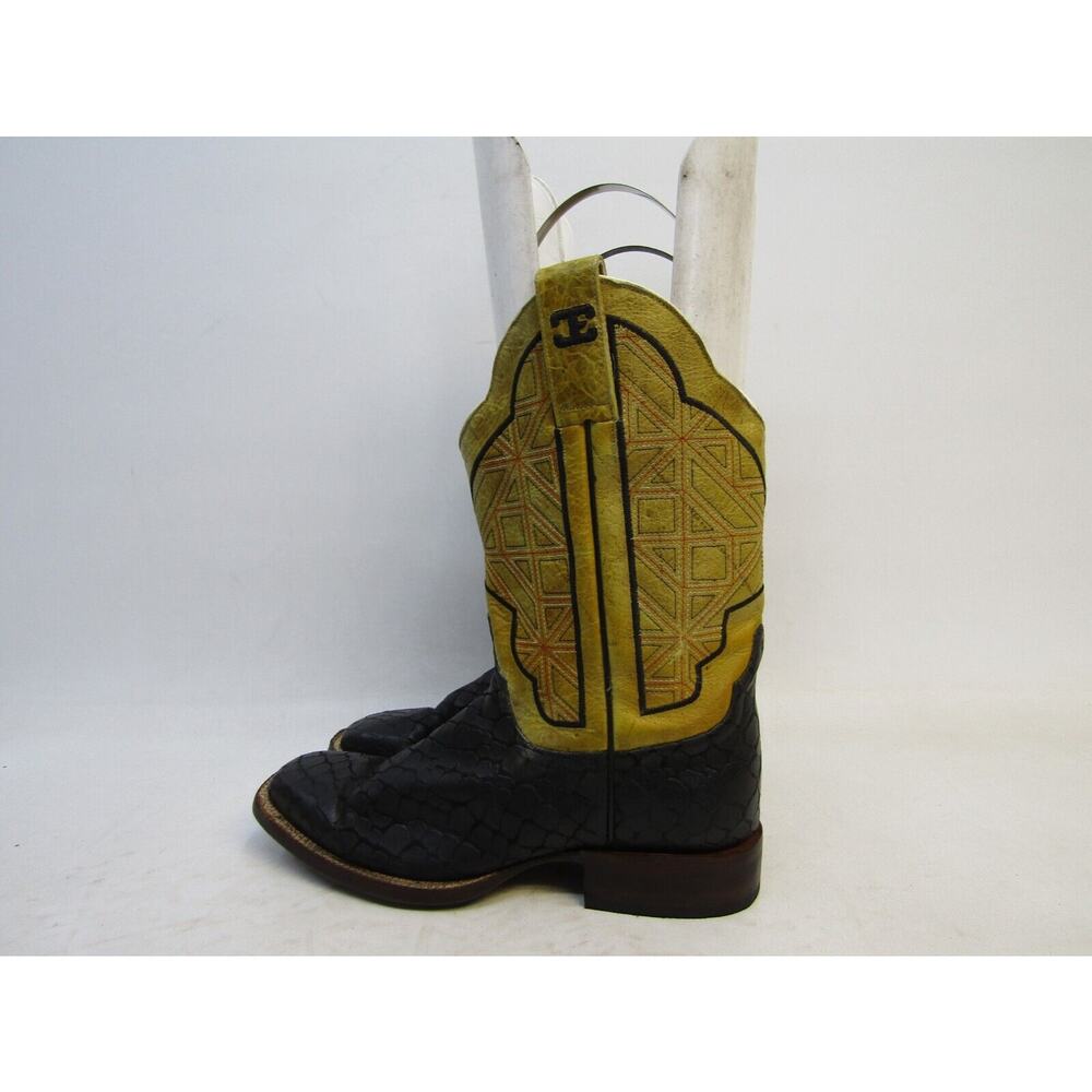 Cinch Edge Womens Size 9 B Black Brown Leather Cowboy Boot